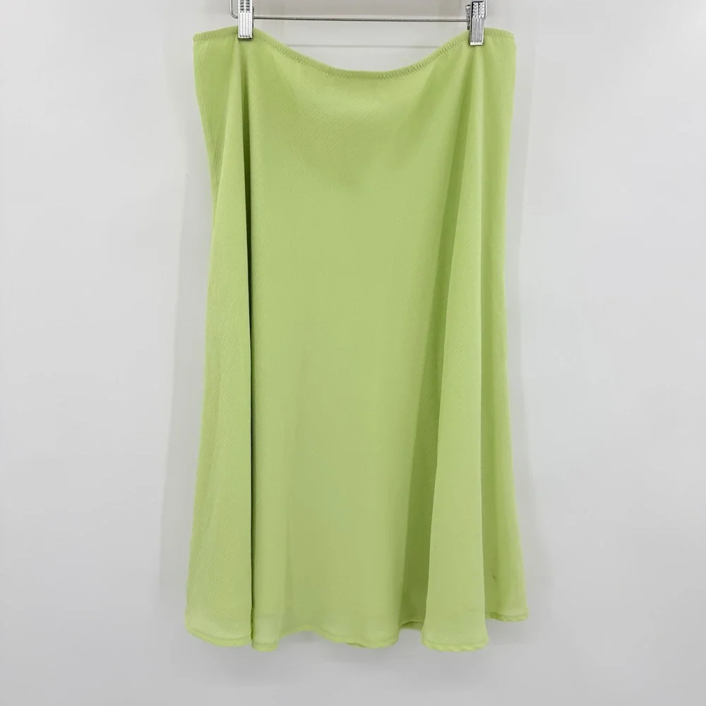 Vintage Lucy Pereda Textured Lime Green Bright Below Knee Skirt Womens 16